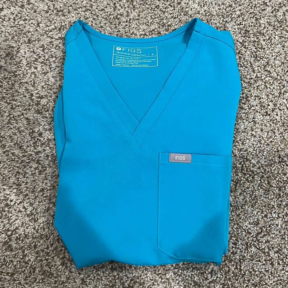 Teal blue scrub top figs scrubs